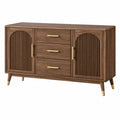Sideboard 160 x 40 x 80 cm in Walnussbraun Holzwerkstoff mit 3 Schubladen im Mid-Century-Stil