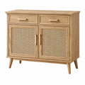 Sideboard 100 x 40 x 85 cm aus Holz in Natur mit Rattangeflecht und 2 Türen