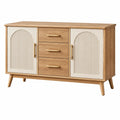 Sideboard 120 x 40 x 80 cm Holzwerkstoff Naturweiß mit 3 Schubladen und 2 Türen im Retro-Stil