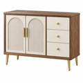 Sideboard 120 x 40 x 85 cm Holzwerkstoff Walnussbraun Creme Retro mit Schubladen