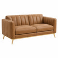 2-Sitzer-Sofa 160 x 85 x 82 cm aus Kunstleder in Cognac mit Metallfüßen