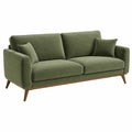 2-Sitzer Sofa 180 x 85 x 85 cm grüner Stoffbezug mit Holzfüßen im modernen Stil