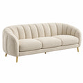 3-Sitzer Sofa 220 x 90 x 78 cm Bouclé-Stoff Creme Wohnzimmer Retro-Stil