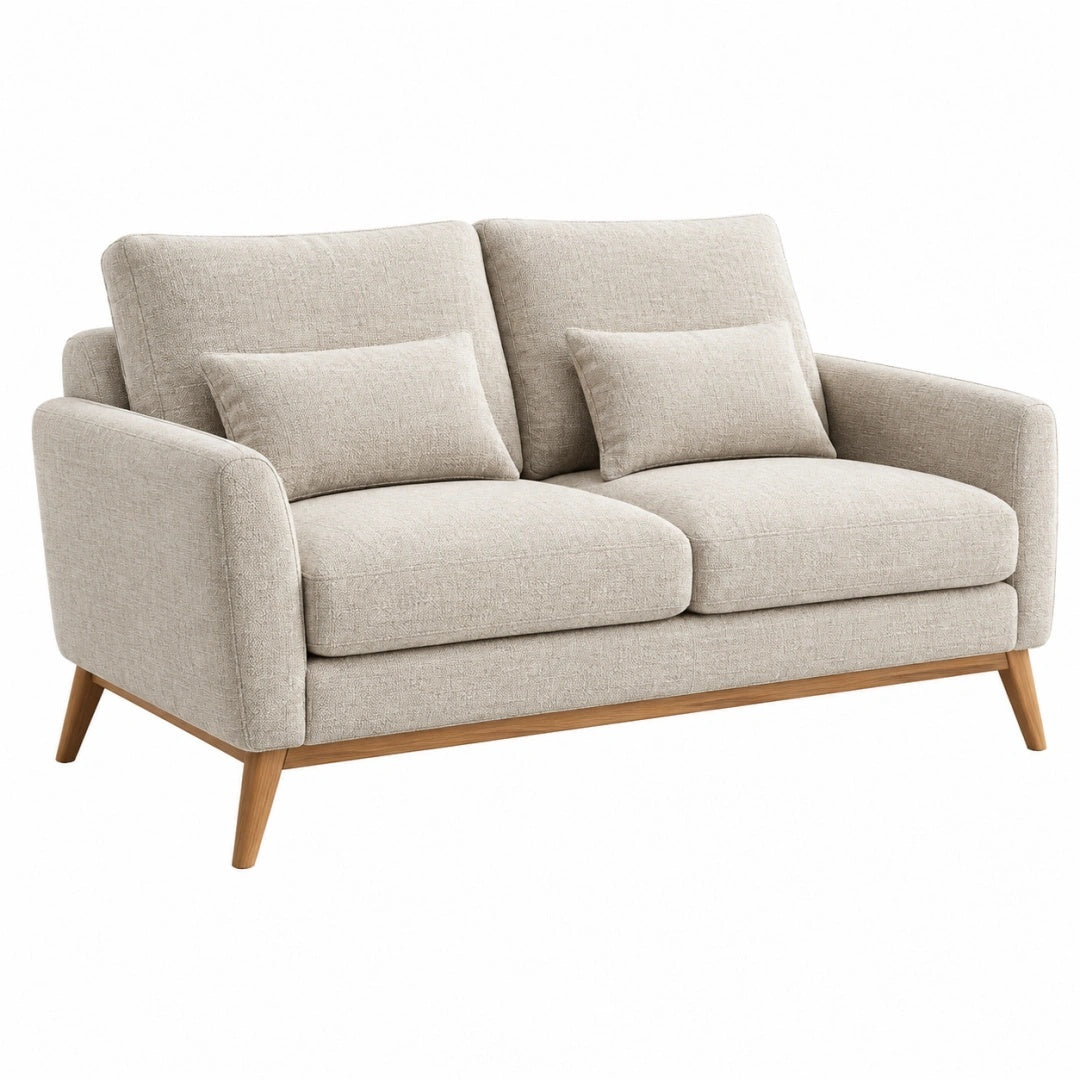 2-Sitzer Sofa 160 x 88 x 86 cm Stoff Beige Wohnzimmer Skandinavischer Stil