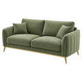 2-Sitzer Sofa 180 x 90 x 85 cm grüner Stoffbezug mit goldfarbenen Metallfüßen modernes Wohnzimmermöbel