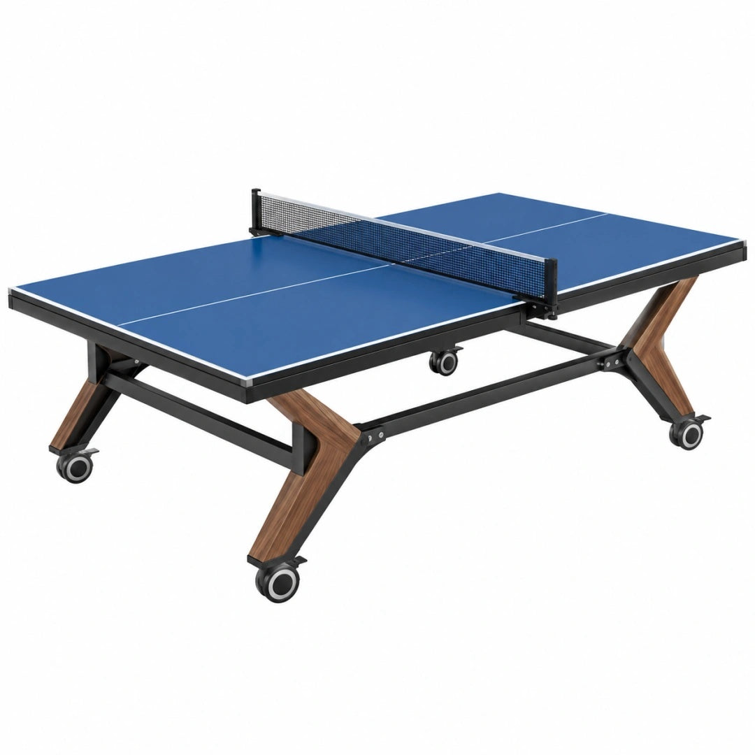 Tischtennisplatte 274 x 152.5 x 76 cm mit Stahlgestell Blau fahrbar