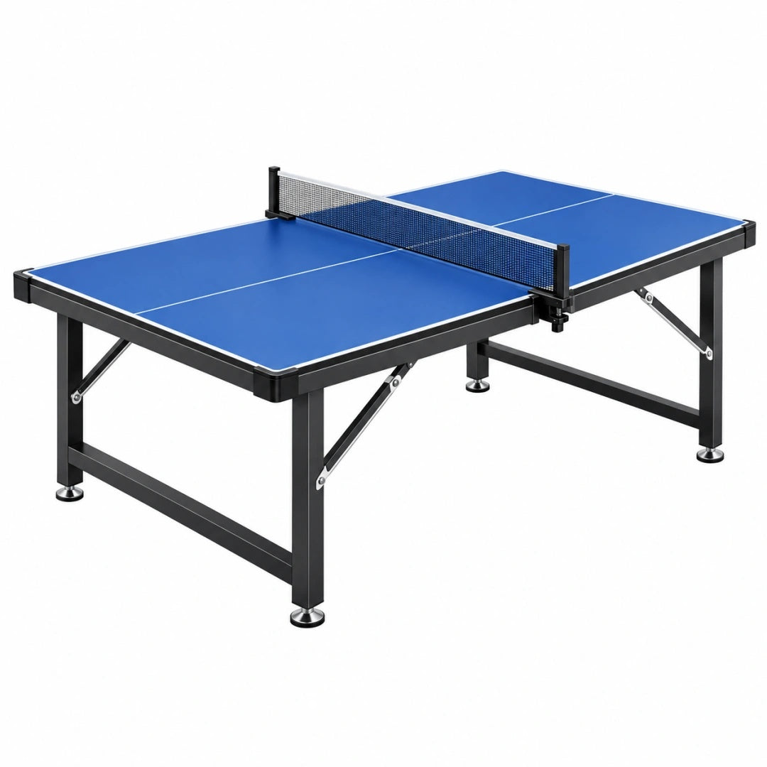 Tischtennistisch 274 x 152.5 x 76 cm blau schwarz - klappbar mit Metallgestell und Netz