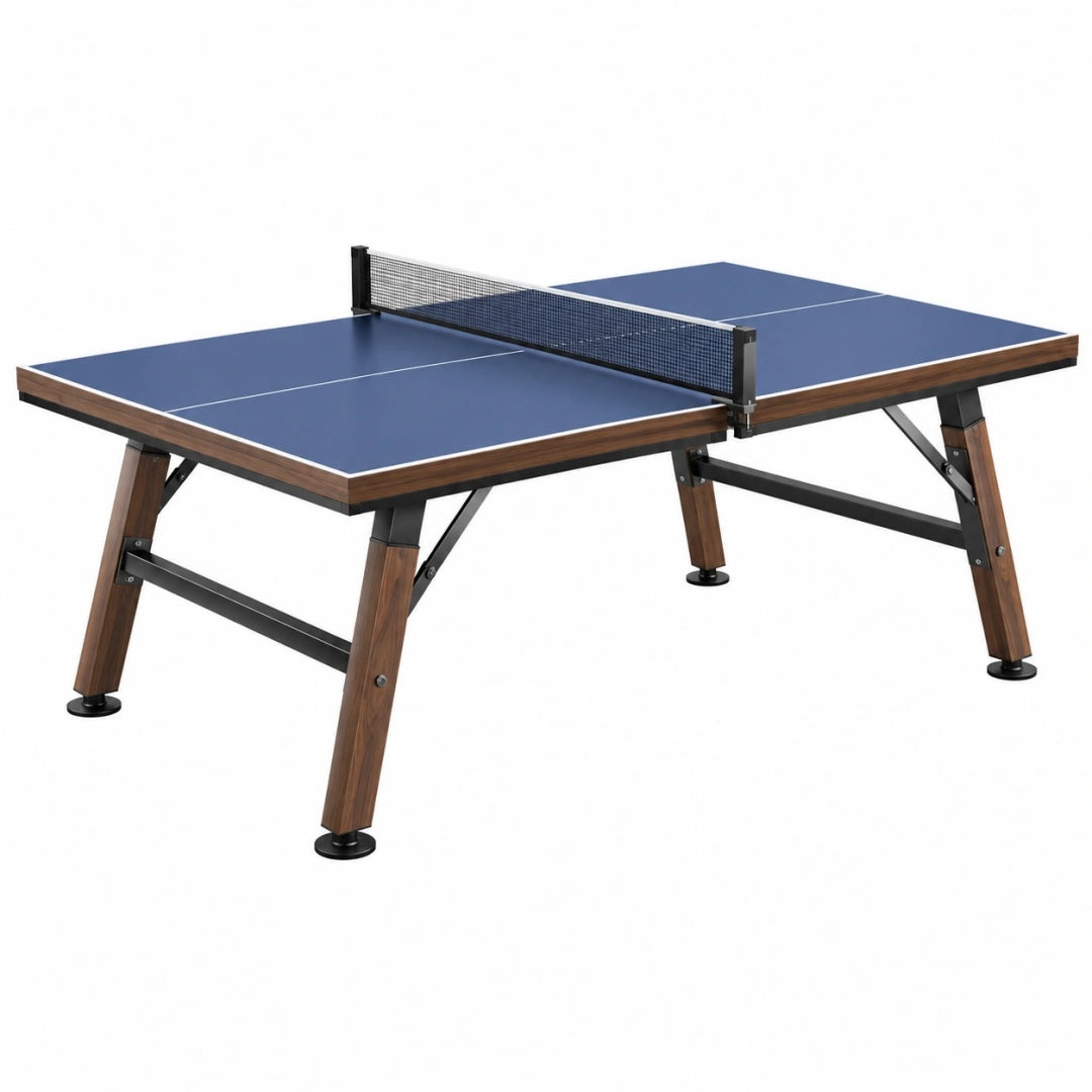Tischtennisplatte 274 x 152.5 x 76 cm aus Holzwerkstoff in Blau mit Stahlgestell im modernen Stil
