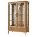 Vitrine 90 x 40 x 180 cm Holz und Glas Natur Modern mit 2 Türen