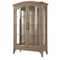 Vitrine 90 x 45 x 180 cm aus Holz in Braun mit Glastüren klassischer Stil