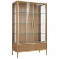 Vitrine 100 x 40 x 190 cm Holzoptik Braun Glas Metall Modern mit Stauraum