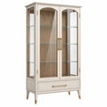 Vitrine 80 x 40 x 180 cm aus Holzwerkstoff in Creme mit Glastüren im klassischen Stil
