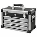 Werkzeugkoffer 50 x 25 x 35 cm Aluminium Schwarz Silber mit 3 Schubladen