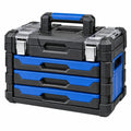Werkzeugkoffer 50 x 30 x 35 cm Kunststoff Schwarz Blau mit drei Schubladen und Tragegriff
